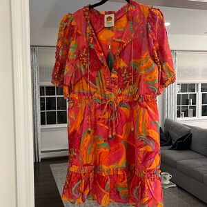 Farm Rio dress! Gorgeous, vibrant colors! Elastic waist